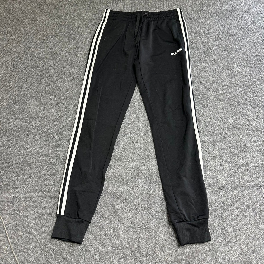 Adidas Joggers Womens Size S Black Primegreen 3-Stripe Athletic Tapered Pants